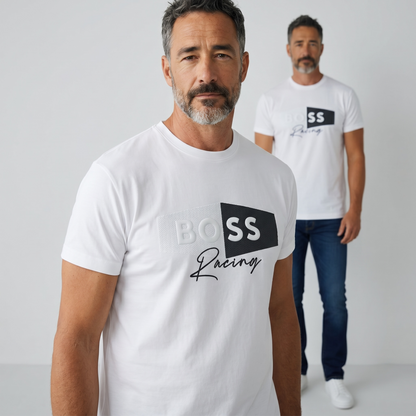 BOSS Racing White Logo T-Shirt 🤍🏁 Modern Sport Luxe