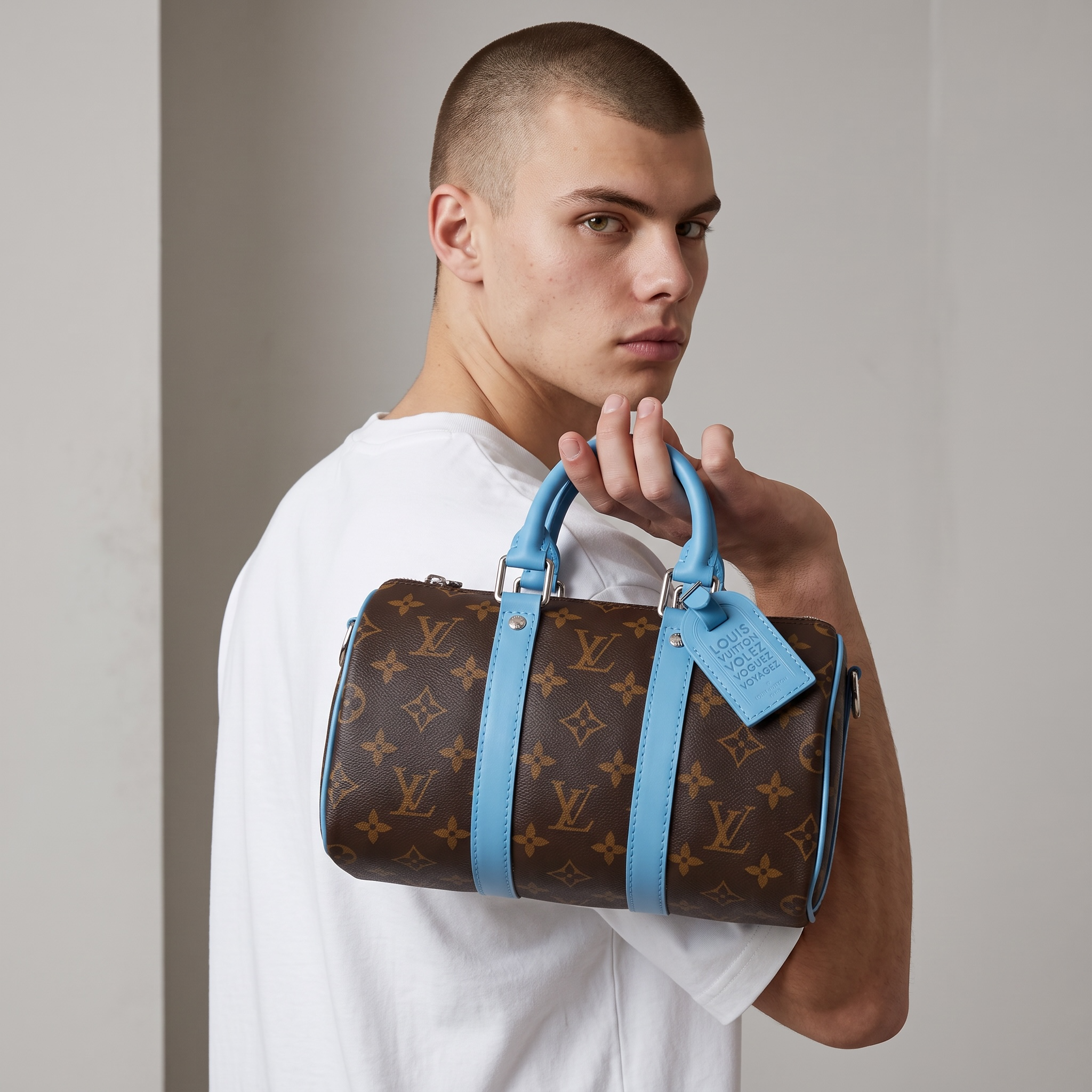 👜💙 Louis Vuitton Keepall Bandoulière 25 – Monogram Blue Accent ✨