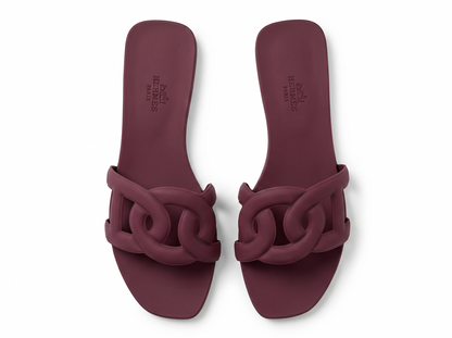 Hermès Chypre Rubber Sandals – Burgundy Plum 🍷✨