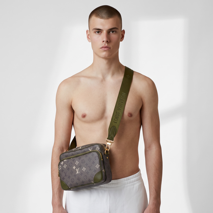 👜✨ Louis Vuitton Outdoor Messenger – Monogram Eclipse Khaki 💚🖤