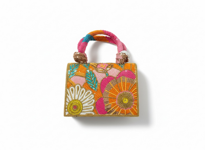 Luxury Beaded Floral Mini Handbag 🌸✨ | Multicolor Statement Piece