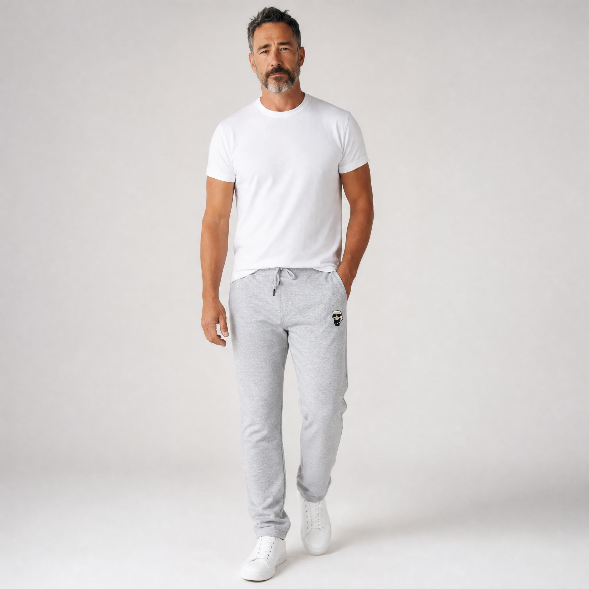 🩶 Karl Lagerfeld Ikonik Skull Sweatpants – Grey Melange Edition 🩶