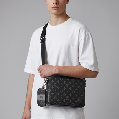 🖤 Louis Vuitton Monogram Eclipse Messenger Bag with Coin Pouch – Black