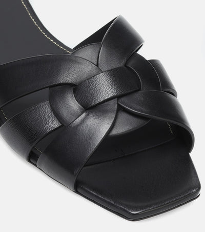 SAINT LAURENT Interlaced Leather Slides 🖤✨ | Minimal Luxury Essential