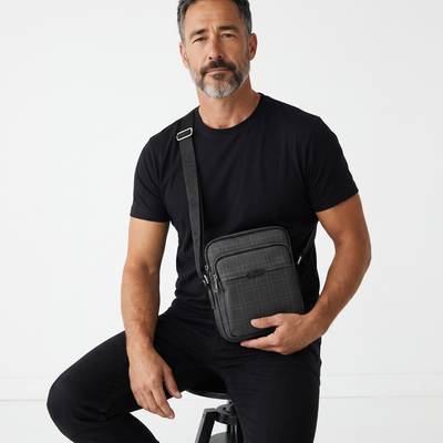 Lacoste Elegant Crossbody Bag – Premium Check Pattern Messenger Bag 🐊🖤✨