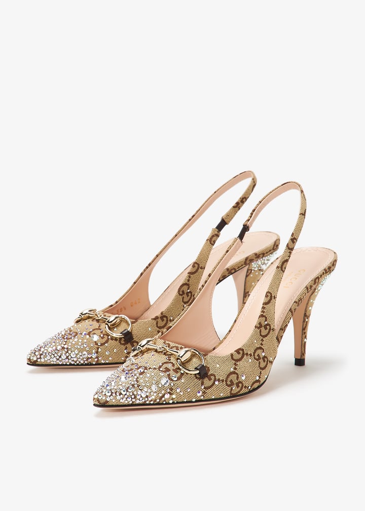 ✨ Gucci Crystal Horsebit Slingback Pumps