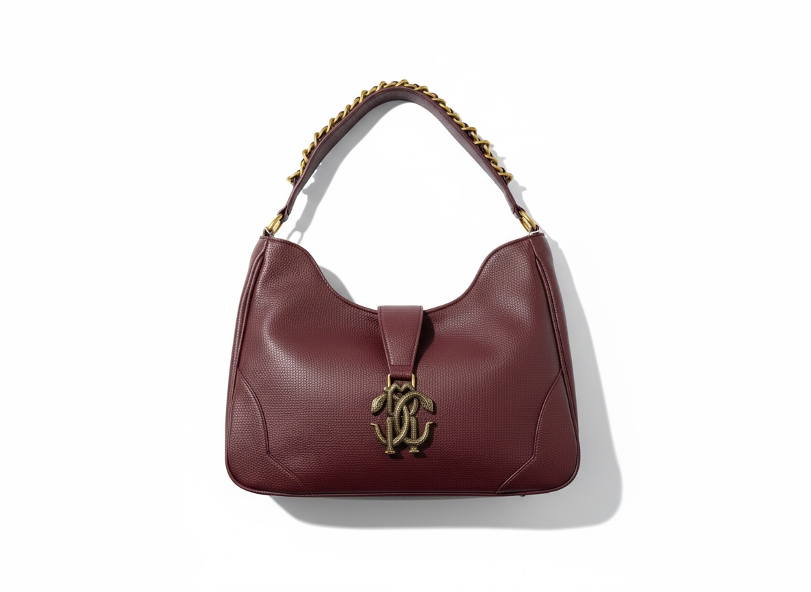 ROBERTO CAVALLI RC Monogram Shoulder Bag – Café Burgundy 🤎🍷 | Bold Luxury Edge