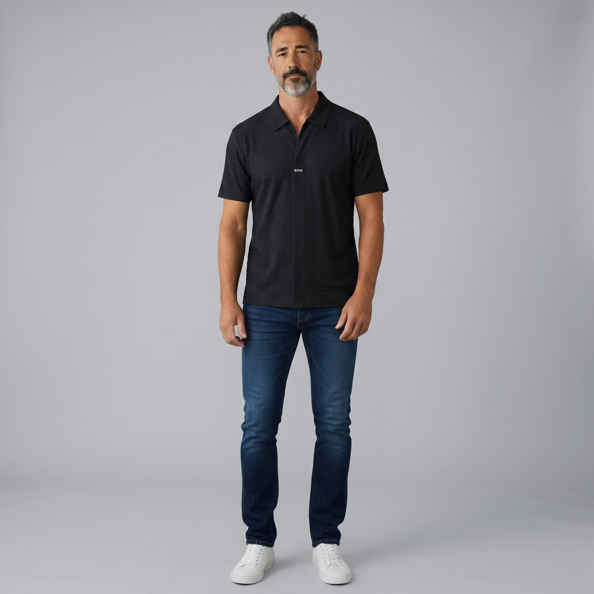 🖤✨ Hugo Boss Black Textured Polo Shirt – Luxury Smart Casual Collection 👔🔥