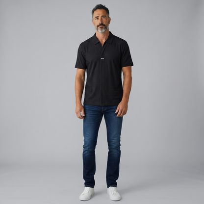 🖤✨ Hugo Boss Black Textured Polo Shirt – Luxury Smart Casual Collection 👔🔥
