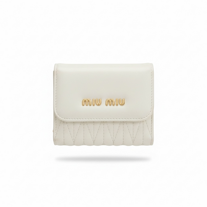 Miu Miu Mini Chain Wallet – Ivory Matelassé Leather 🤍✨