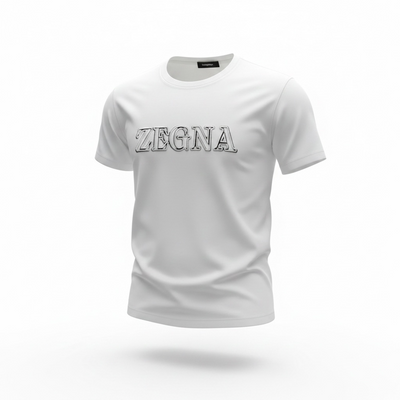 ZEGNA White Embossed Logo T-Shirt 🤍✨ Clean Luxury Edition