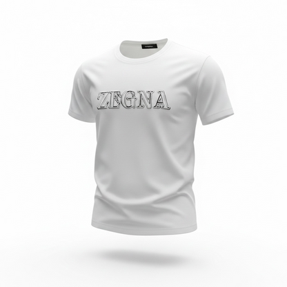 ZEGNA White Embossed Logo T-Shirt 🤍✨ Clean Luxury Edition