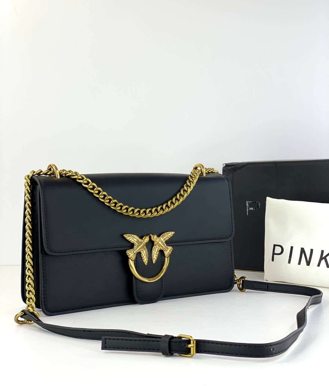 Pinko Love Classic Icon Bag in Black with Gold Hardware