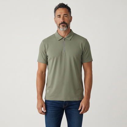 🫒✨ Emporio Armani Olive Half-Zip Polo Shirt – Luxury Minimal Edition 👔🔥