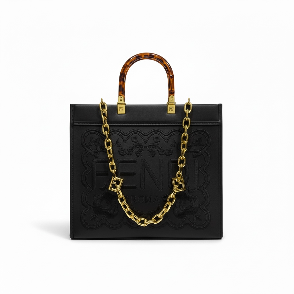 Fendi Roma Embossed Black Tote 🖤✨ | Luxury Designer Handbag