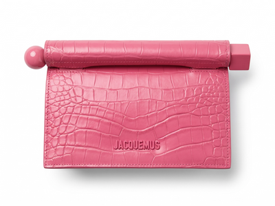 💗 Jacquemus Pink Croc-Embossed Leather Clutch