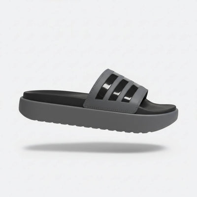 Adidas Striped Slides – Grey & Black Edition 🩶🖤