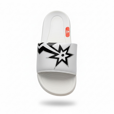 Nike White Graphic Slides 🤍⚡ | Bold Street Sport Summer Essential 👟🔥