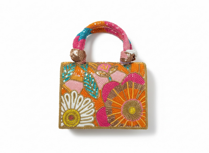 Luxury Beaded Floral Mini Handbag 🌸✨ | Multicolor Statement Piece