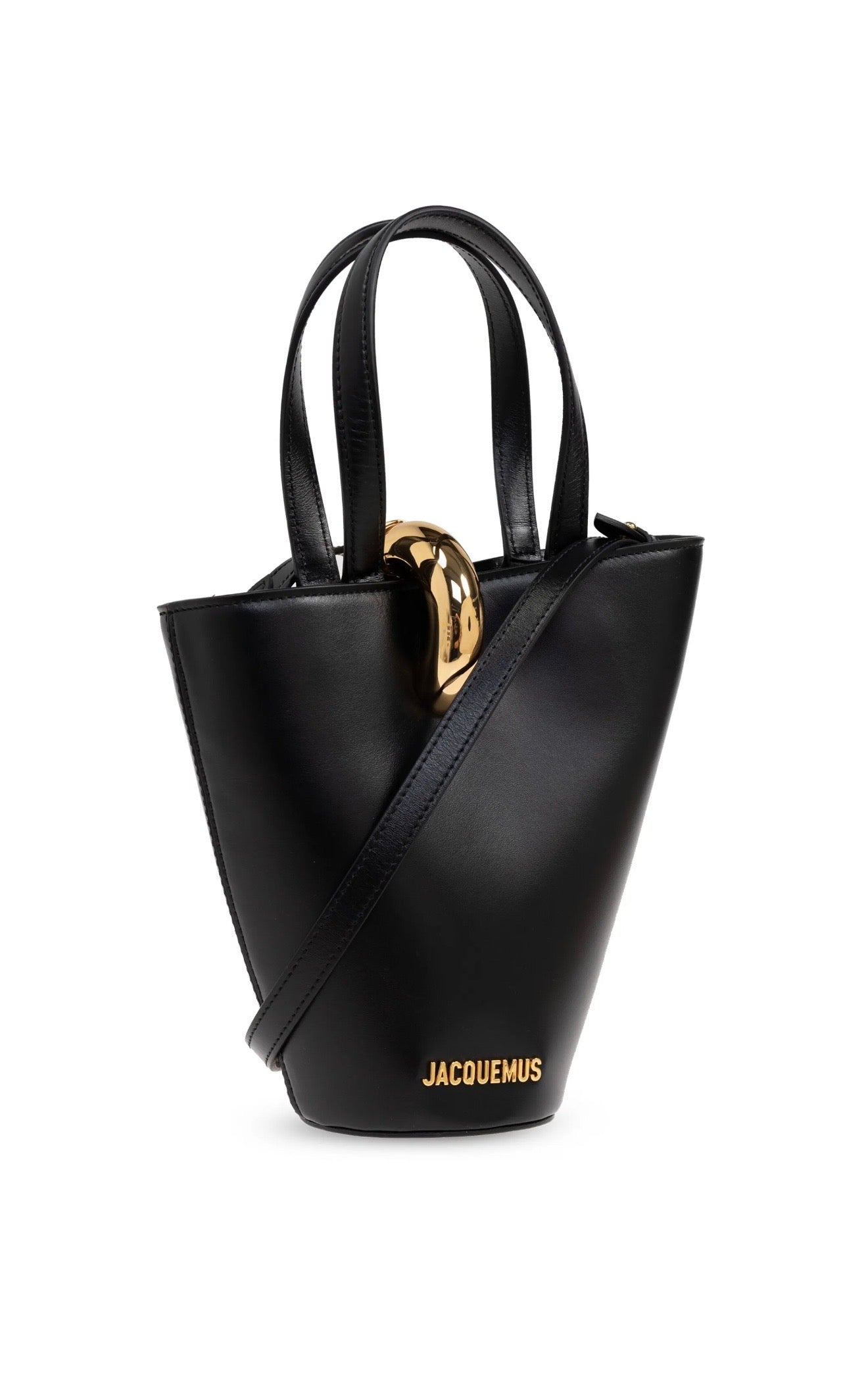 Jacquemus Black Bucket Bag 🖤✨ Gold Accent Mini Luxury Handbag