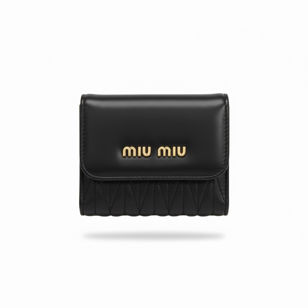 Miu Miu Mini Chain Wallet – Black Matelassé Leather 🖤✨