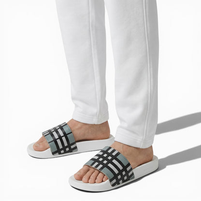 🤍✨ Burberry Slides – Check Pattern White Edition 🔥🩴
