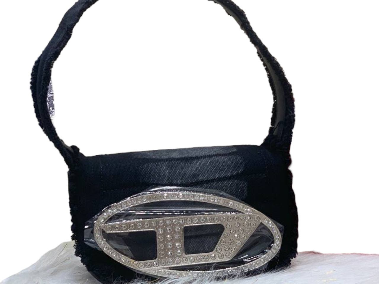 Diesel Black Mini Bag with Crystal Embellished Logo