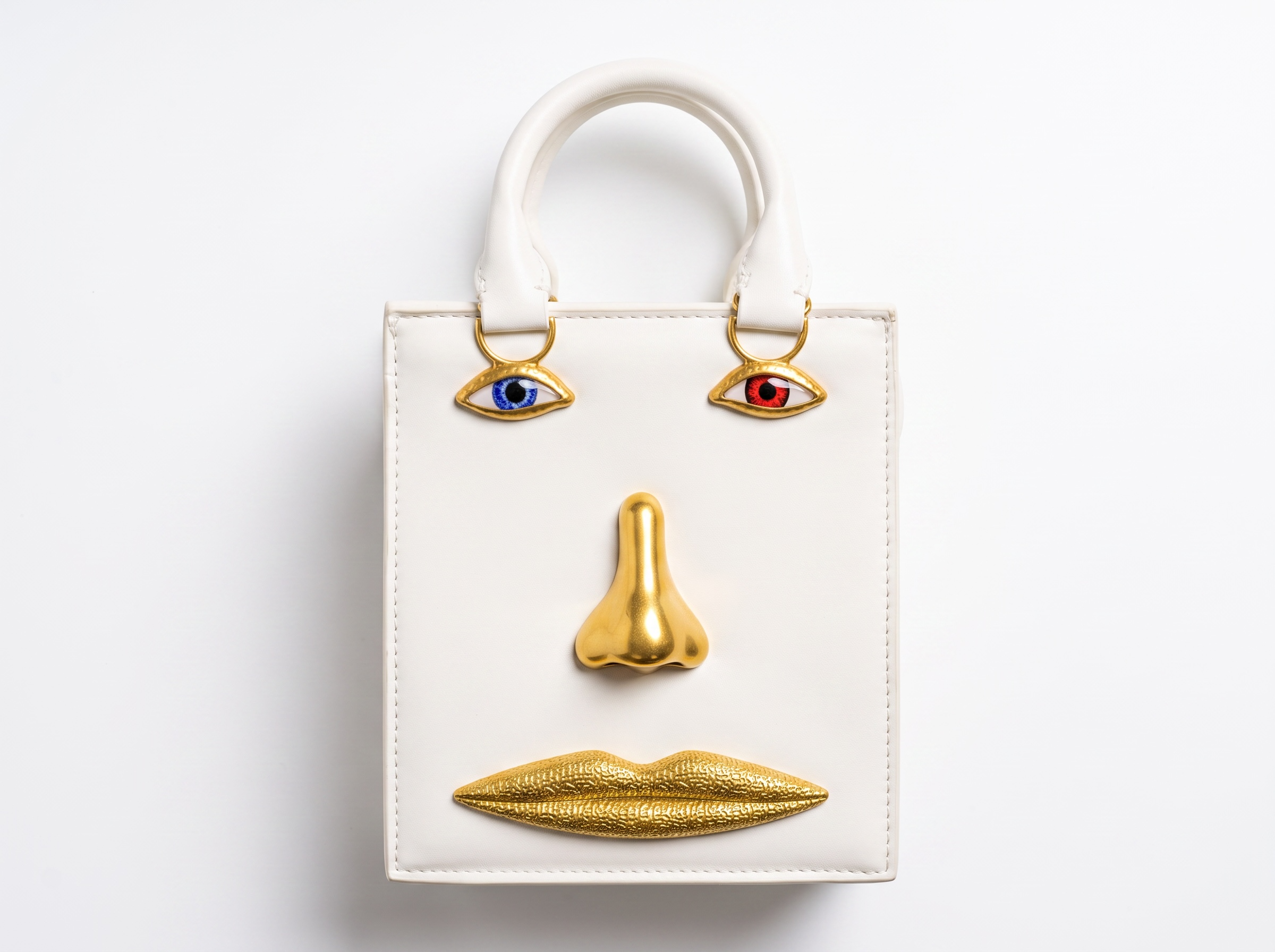 👜 Schiaparelli Face Mini Tote Bag – White