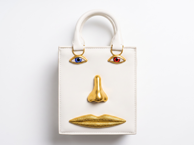 👜 Schiaparelli Face Mini Tote Bag – White