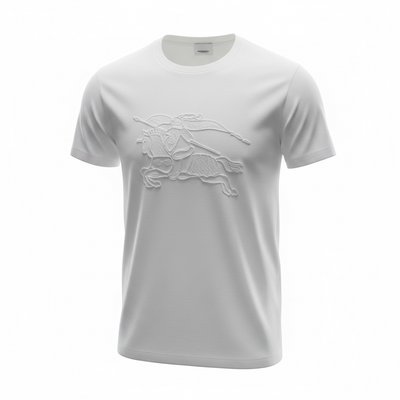 Burberry White Embroidered Knight T-Shirt 🤍✨ Premium Heritage Edition