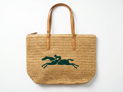 Summer Riviera Woven Beach Tote Bag – Natural Straw Shopper