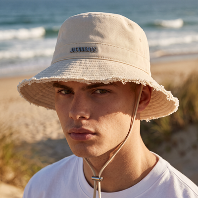 🤍 Jacquemus Off-White Quilted Bucket Hat – Minimal Luxe Vibe ☁️