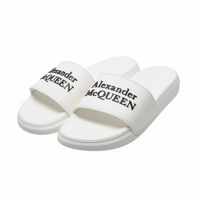 Alexander McQueen White Logo Slides 🤍✨ | Clean Luxury Summer Essential 👑🔥