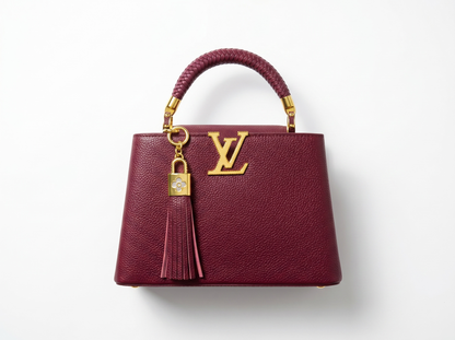 ✨ Louis Vuitton Capucines MM – Burgundy Leather Statement Handbag ❤️👜