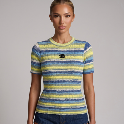 💙 Chanel Coastal Stripe Knit Top