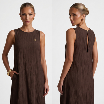 🤎 Loro Piana Chocolate Brown Sleeveless Maxi Dress ✨ one size