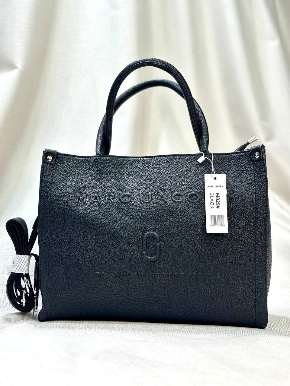 Marc Jacobs Black Embossed Leather Tote Bag