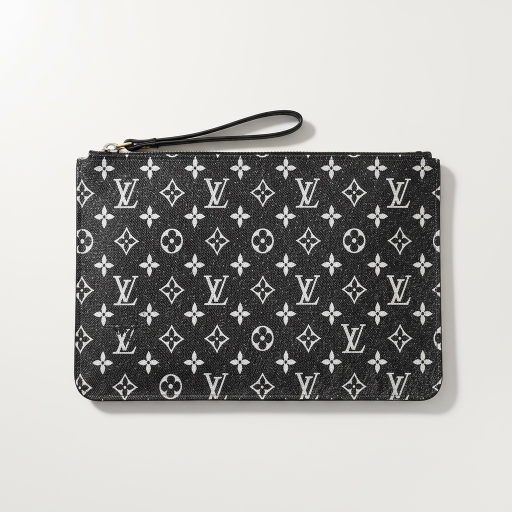 Louis Vuitton Monogram Wristlet Pouch – Black & Grey 🖤✨