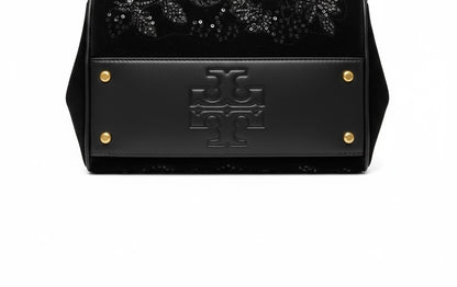 Tory Burch Black Embroidered Top-Handle Bag 🖤✨