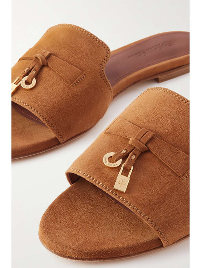 LORO PIANA Style Brown Suede Slides 🤎✨ | Minimal Luxury Edition