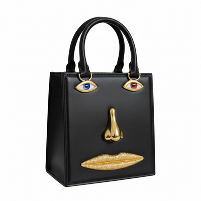 Schiaparelli Face Mini Tote – Black & Gold Surreal Edition 👁✨