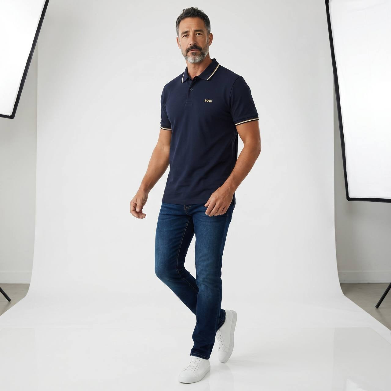✨ Hugo Boss navy Textured Polo Shirt – Luxury Smart Casual Collection 👔🔥