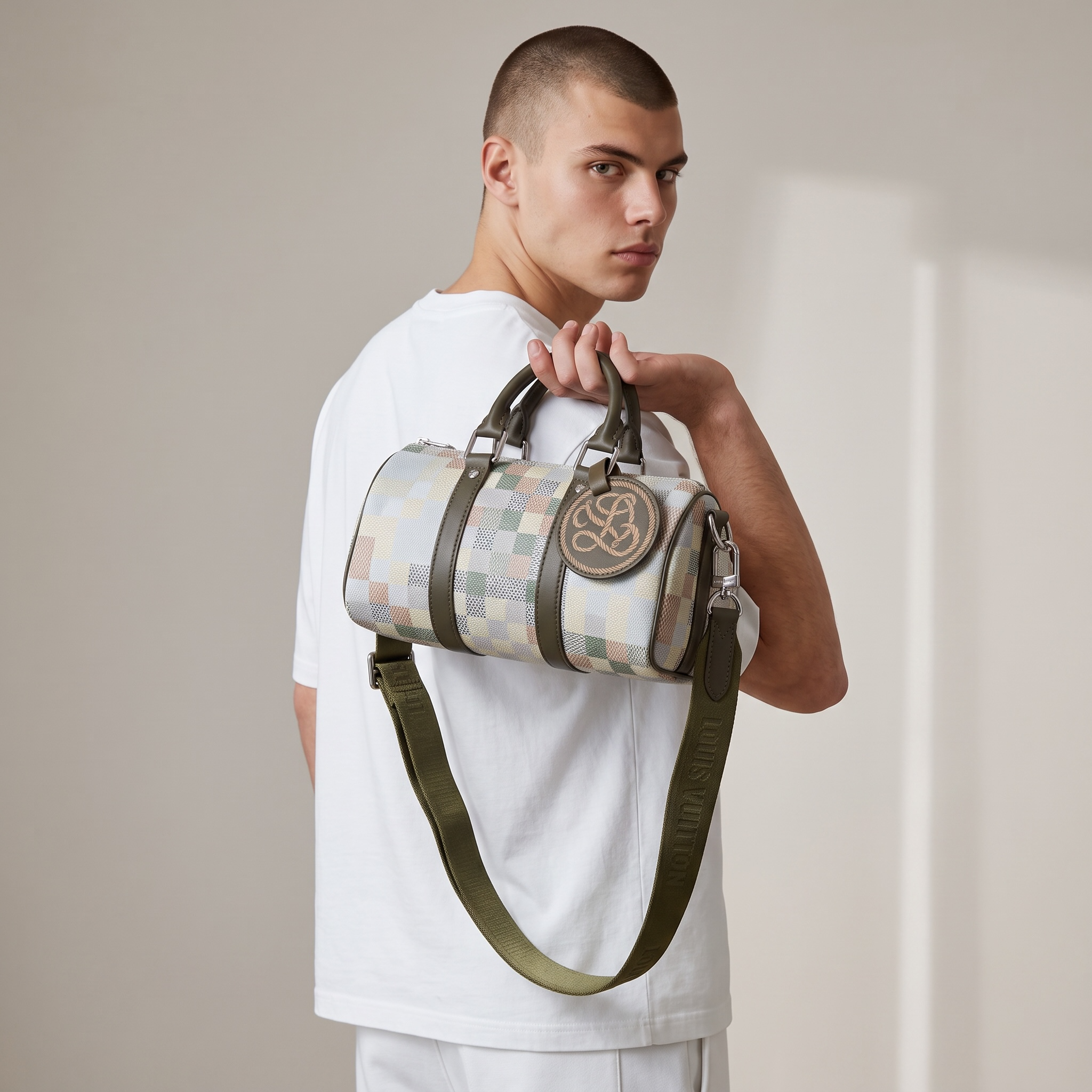 👜✨ Louis Vuitton Keepall Bandoulière 25 – Damier Pastel Edition 💚