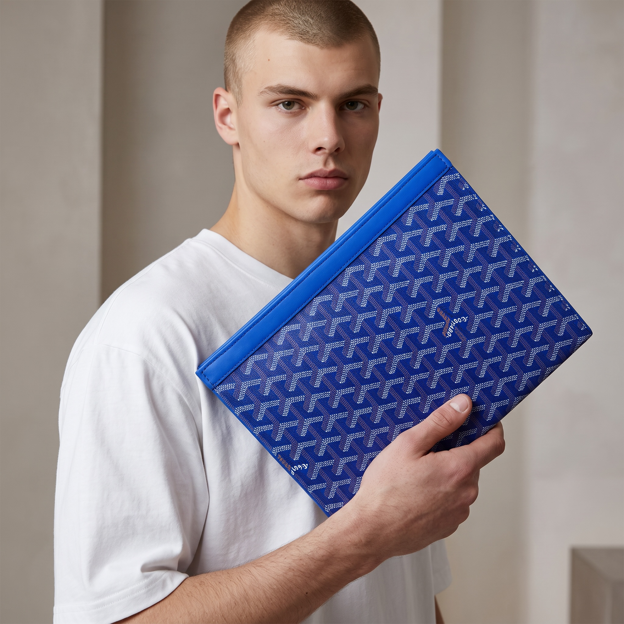💙 Goyard Saint Louis Blue Flat Zip Pouch