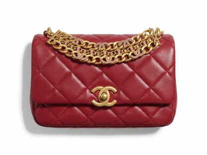 ❤️ Chanel Burgundy Crystal Chain Flap Bag ❤️