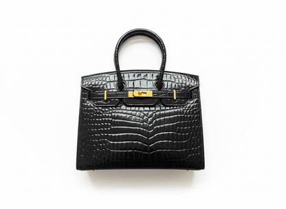 Hermès Birkin Croc-Embossed Handbag with Horse Charm 🖤✨