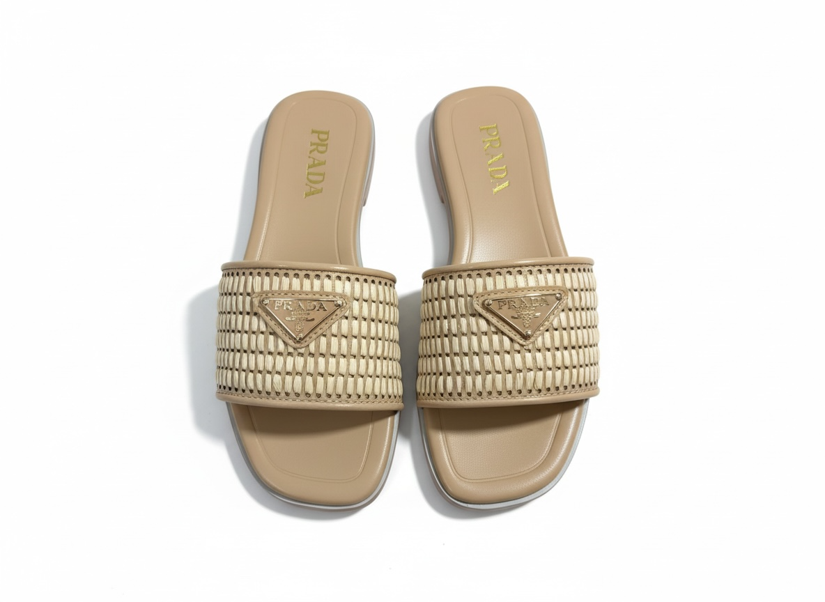 PRADA Raffia Slide Sandals 🤍🌾 | Soft Beige Luxury