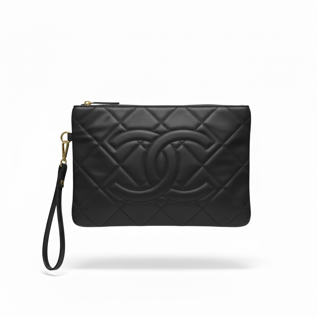 Chanel Oversized CC Quilted Wristlet – Classic Black 🖤✨
