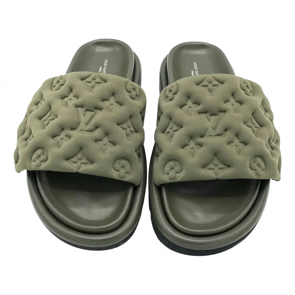Louis Vuitton Monogram Embossed Comfort Slide Sandals 🫒