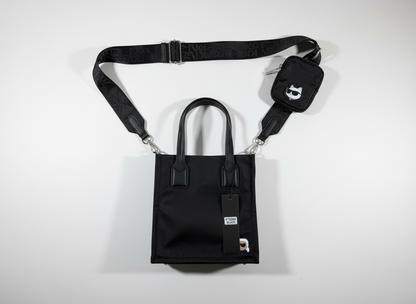 KARL LAGERFELD Mini Black Tote Bag 🖤✨ | Crossbody Set with Pouch